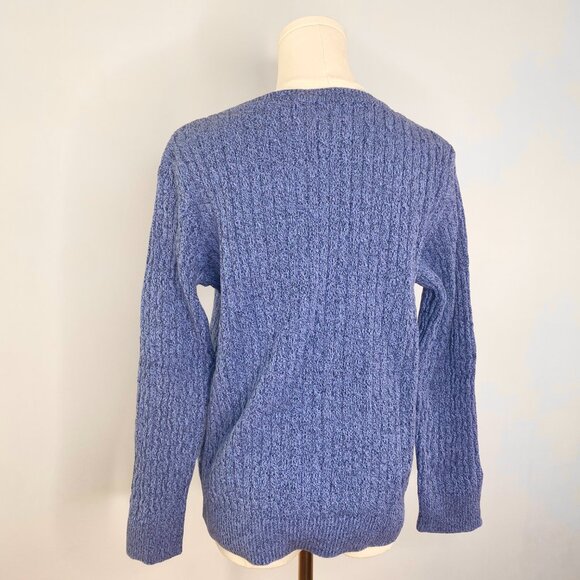 Karen Scott  - 100% Cotton blue cable knit v-neck sweater - Picture 6 of 8